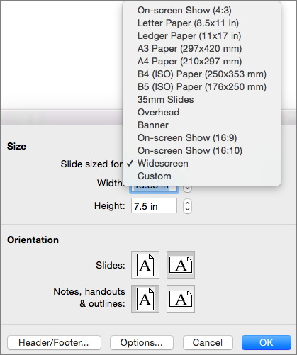 change aspect ratio in powerpoint for mac
